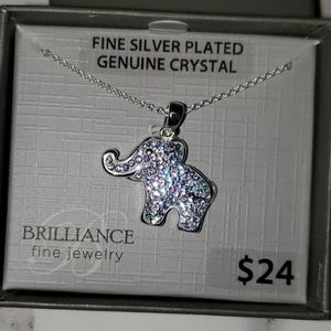 Crystal Elephant Silver Plated Pendant Necklace